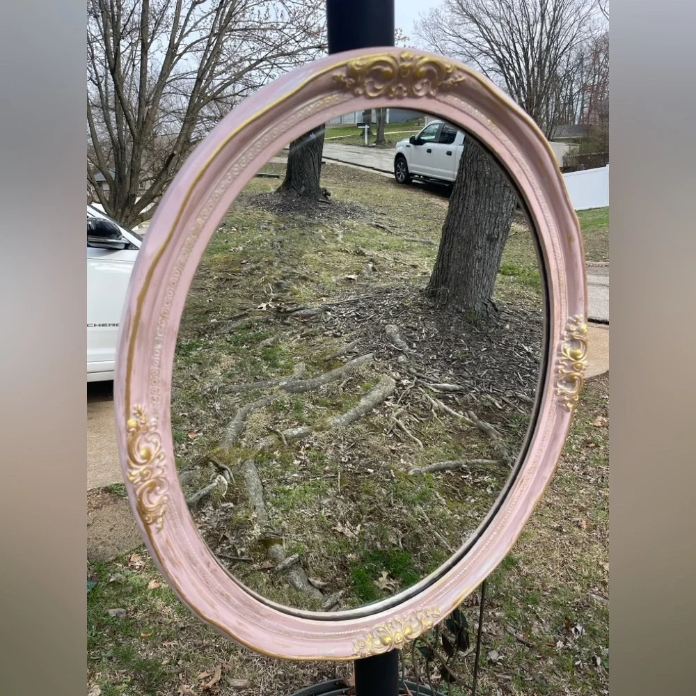 Refinished Large Vintage Oval Wall Mirror by Carolina Mirror Company 31”x25”